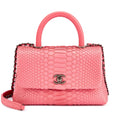 CHANEL PINK PYTHON COCO HANDLE FLAP BAG