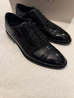 New Jimmy Choo FALCON black polished leather Oxford shoes