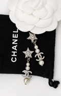 CHANEL RHINESTONE & PEARL CC DROP EARRINGS