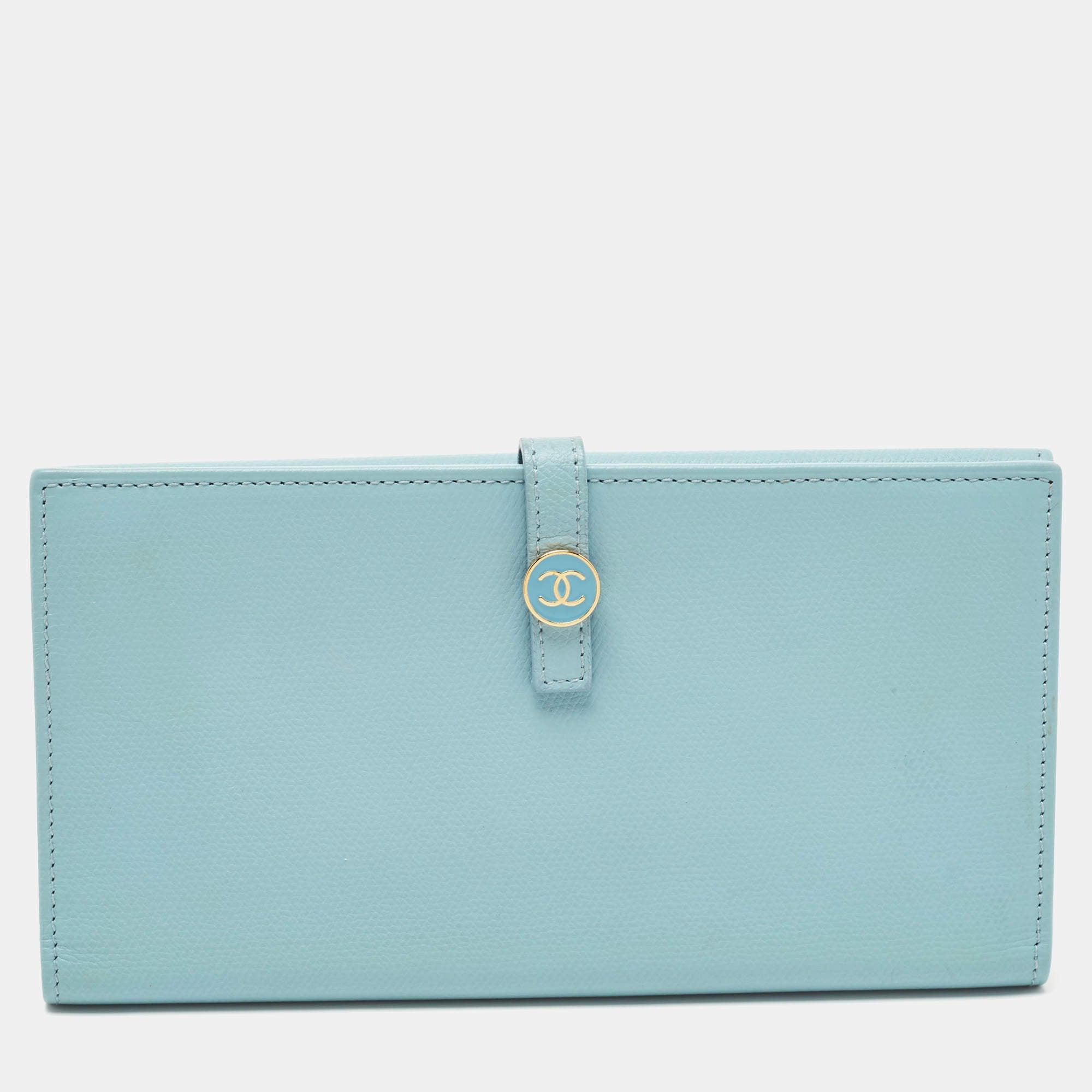 Chanel Blue Leather CC Flap French Continental Wallet