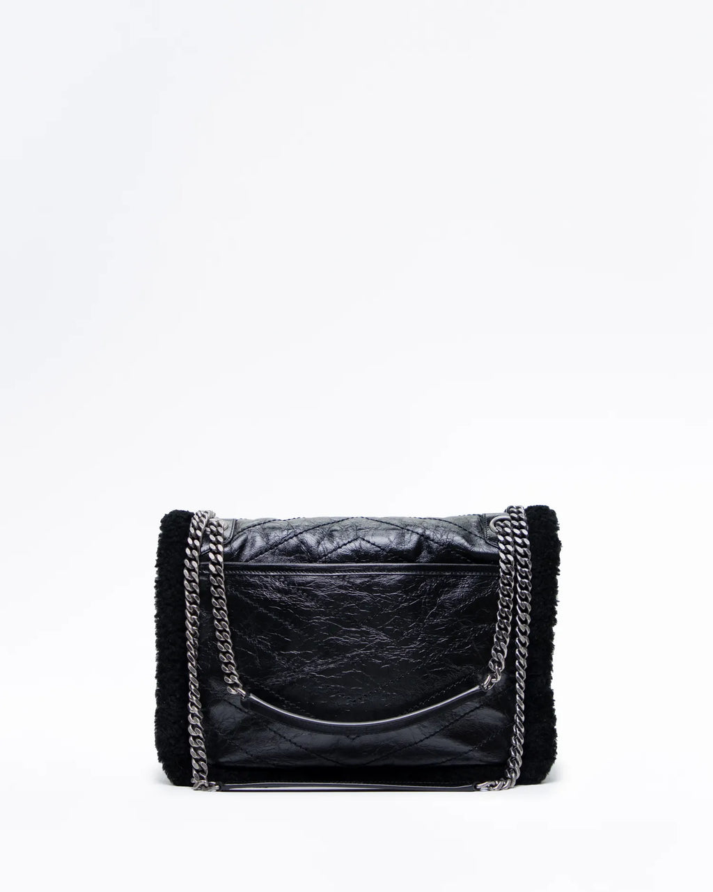 SAINT LAURENT Medium Niki YSL Monogram Shearling And Leather Chain Bag NEW!!