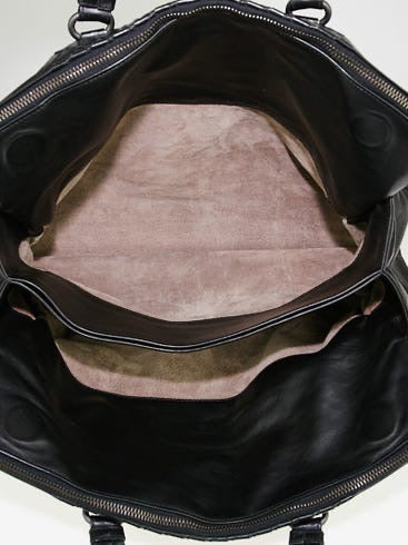 BOTTEGA VENETA Black Intrecciato Woven Calf Leather Top Handle Bag