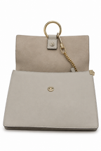 CHLOÉ FAYE Shoulder Bag Motty Gray Suede and Leather Medium