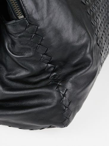 BOTTEGA VENETA Black Intrecciato Woven Calf Leather Top Handle Bag