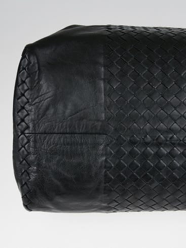 BOTTEGA VENETA Black Intrecciato Woven Calf Leather Top Handle Bag