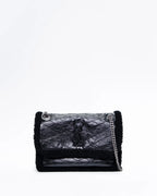 SAINT LAURENT 						           Medium Niki YSL Monogram Shearling        And Leather Chain Bag NEW!!