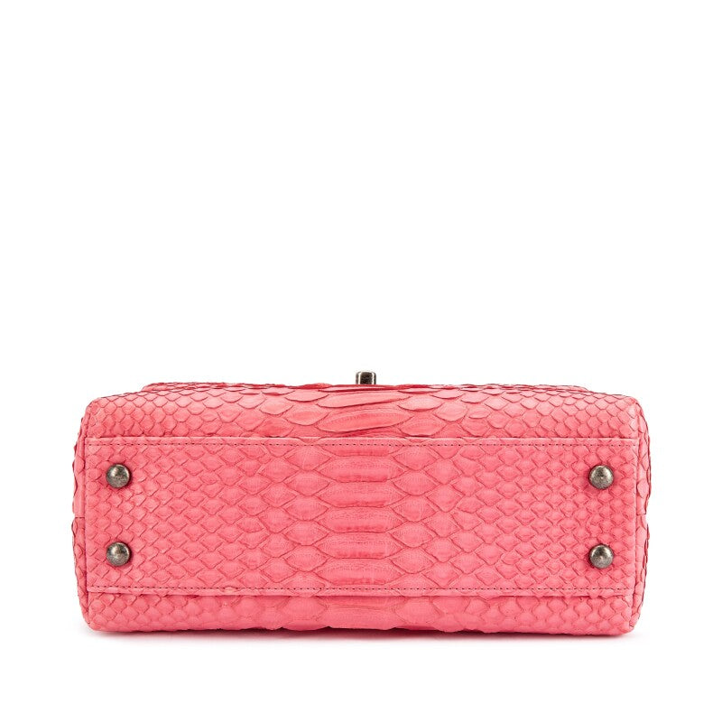 CHANEL PINK PYTHON COCO HANDLE FLAP BAG