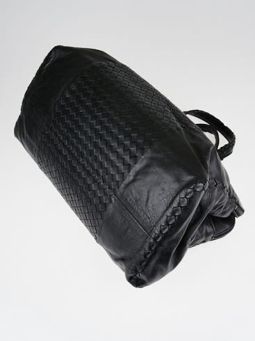 BOTTEGA VENETA Black Intrecciato Woven Calf Leather Top Handle Bag