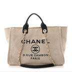 CHANEL NORTH SOUTH DEAUVILLE CANVAS TOTE MEDIUM
