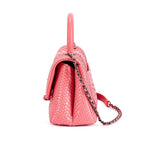 CHANEL PINK PYTHON COCO HANDLE FLAP BAG