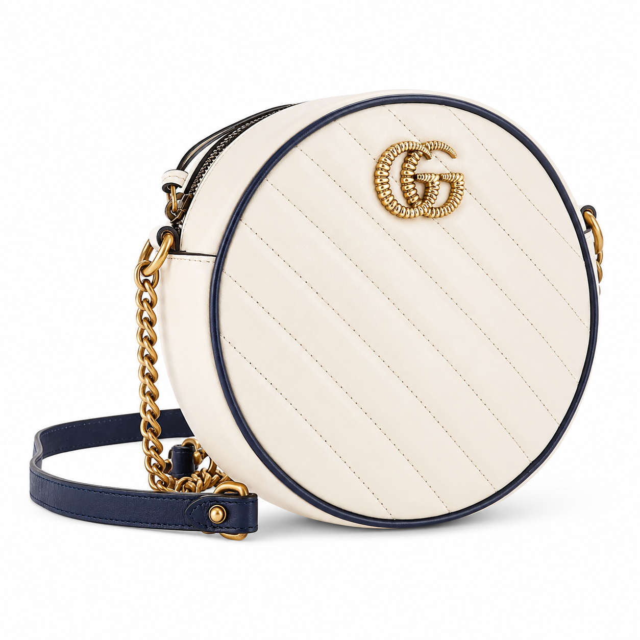 GUCCI GG MARMONT MATELASSÉ MINI ROUND SHOULDER BAG ￼