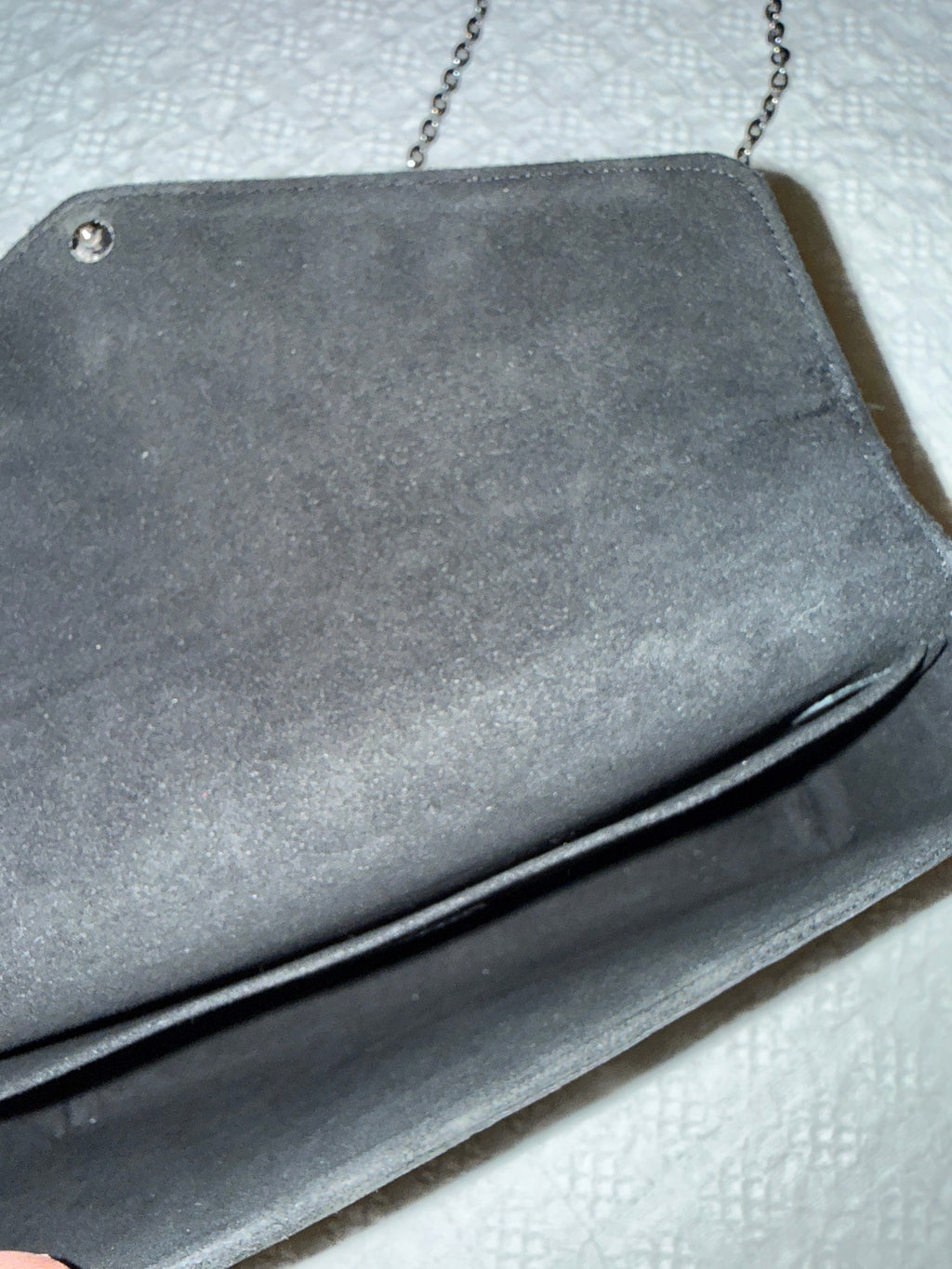 Louis Vuitton Pochette Félicie in black, black interior. 
EPI leather with a silver-tone chain strap