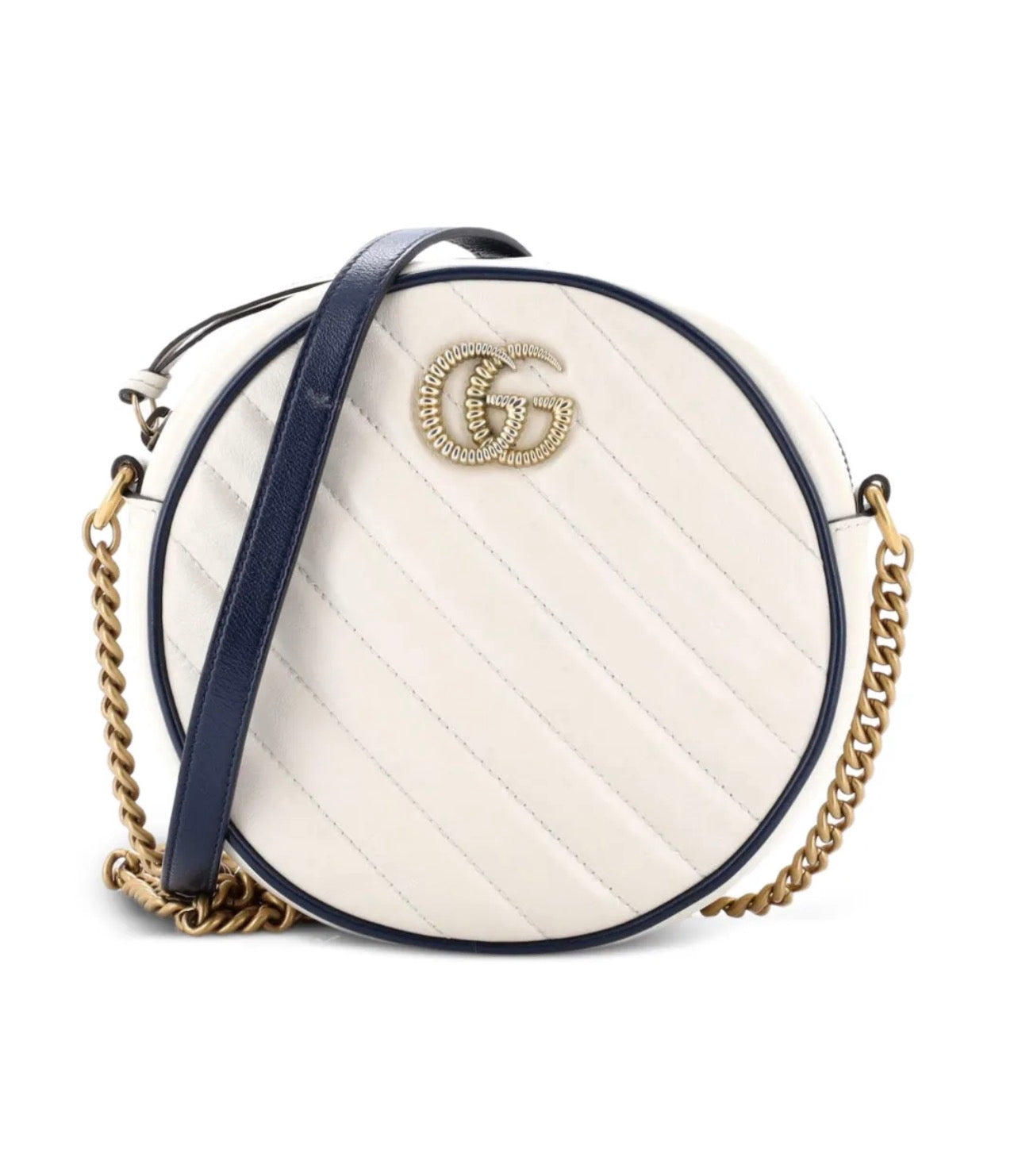 GUCCI GG MARMONT MATELASSÉ MINI ROUND SHOULDER BAG ￼