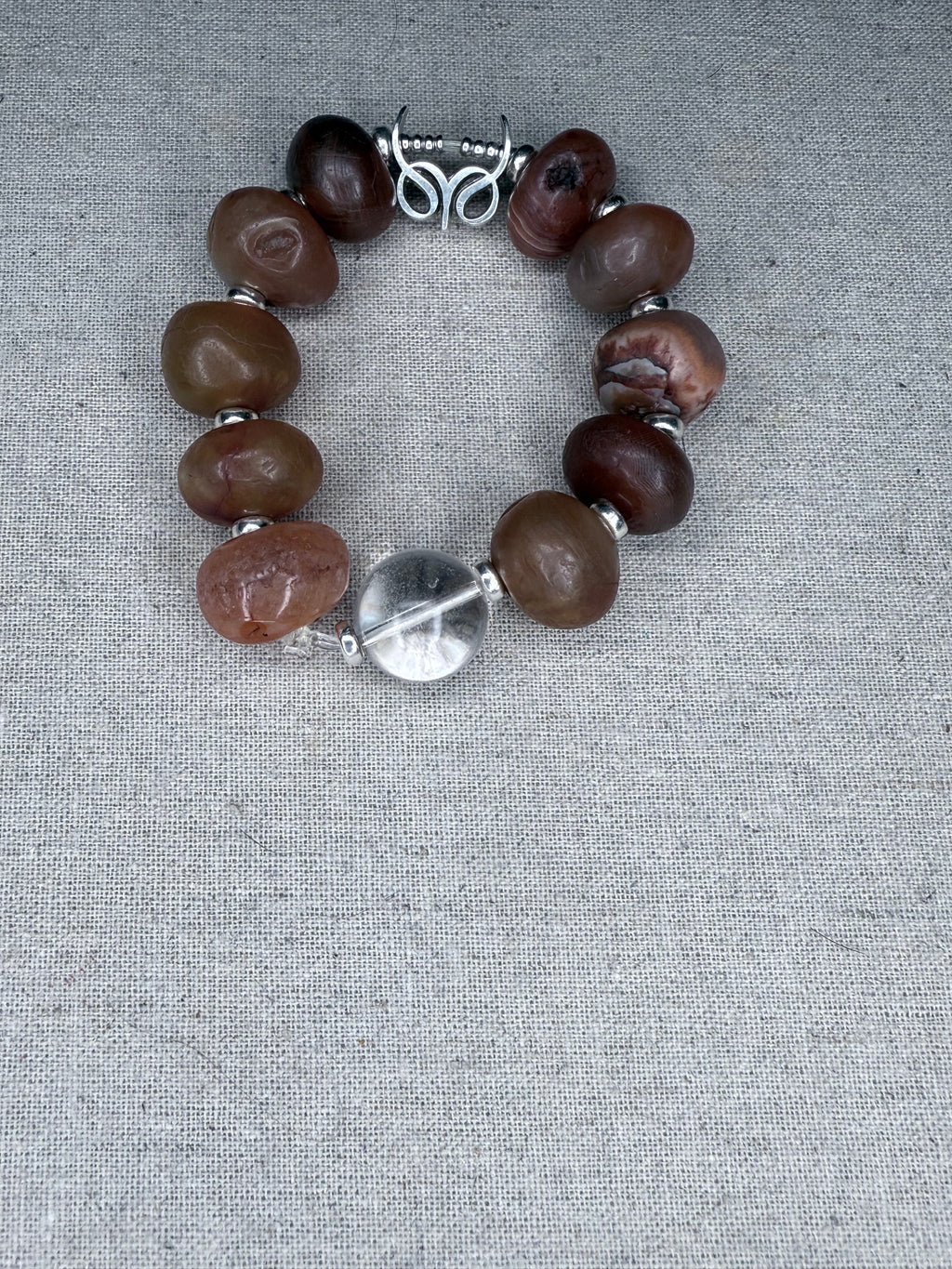 Spiritual Beads Bracelet Sterling Silver with Tibetan Himalayan , 10mm