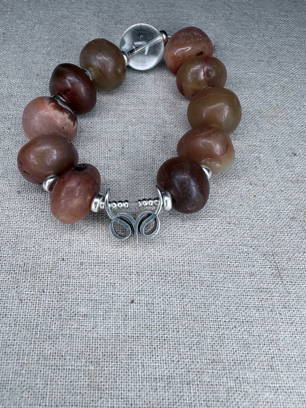 Spiritual Beads Bracelet Sterling Silver with Tibetan Himalayan , 10mm