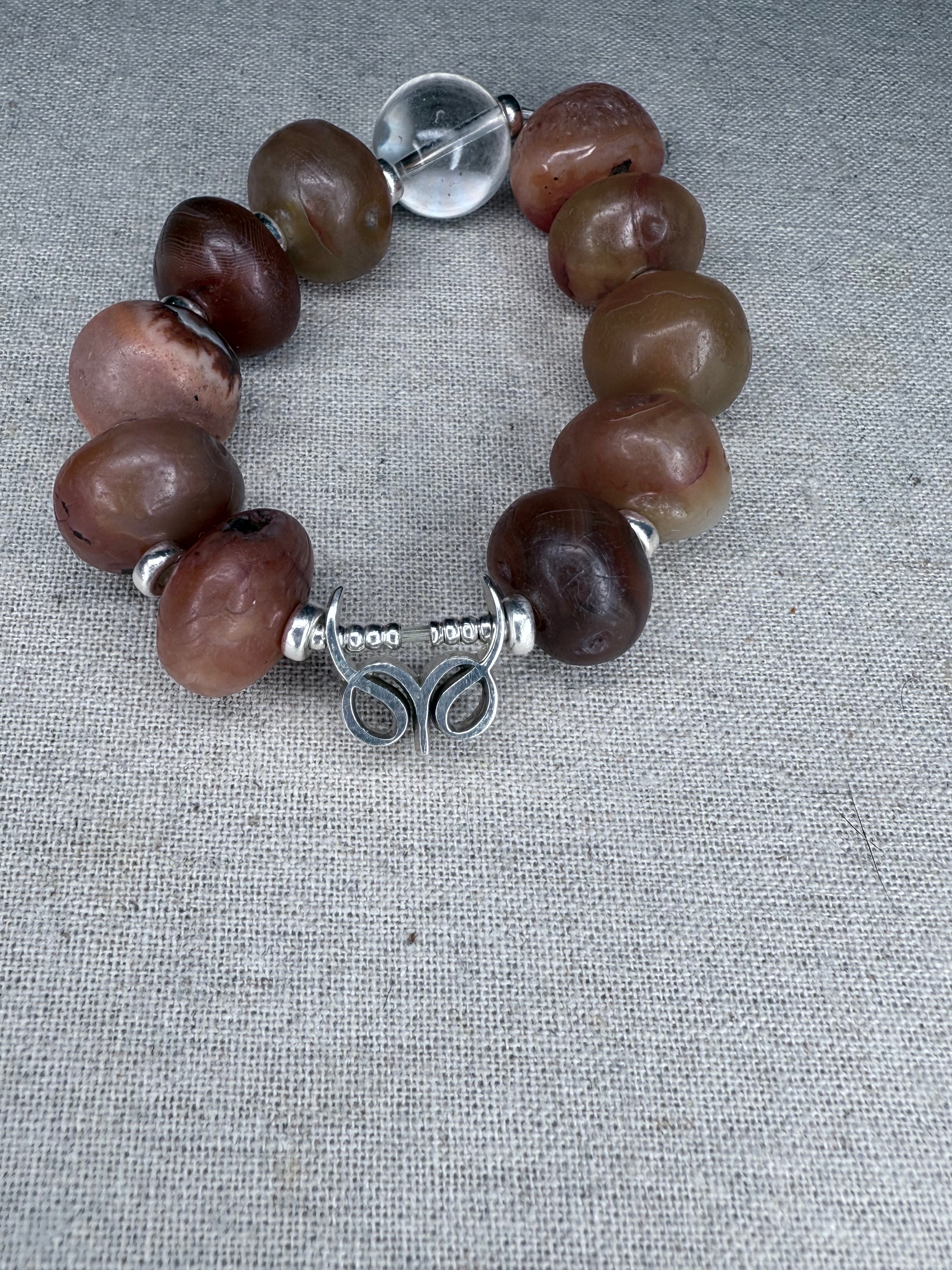 Spiritual Beads Bracelet Sterling Silver with Tibetan Himalayan , 10mm