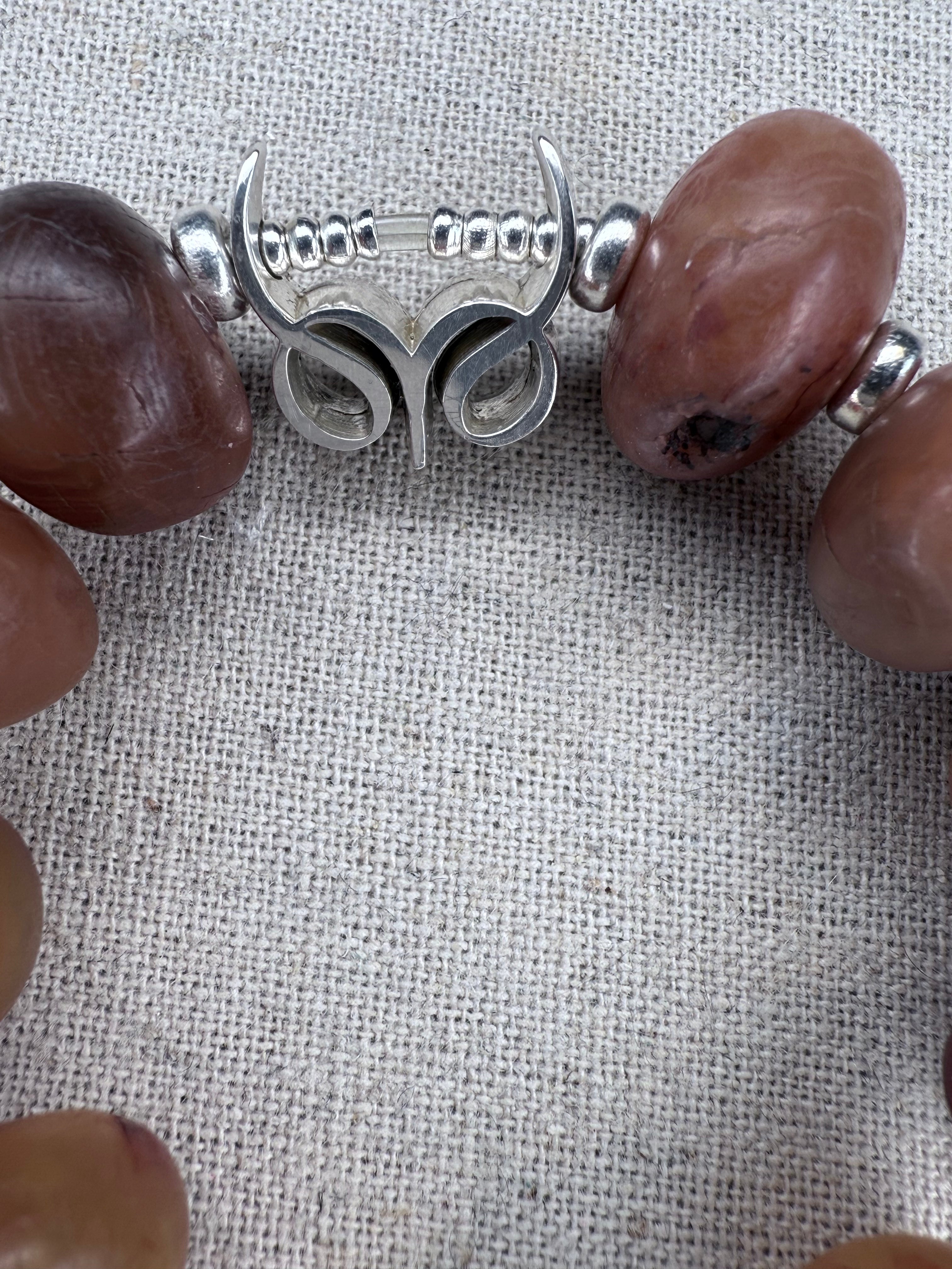 Spiritual Beads Bracelet Sterling Silver with Tibetan Himalayan , 10mm