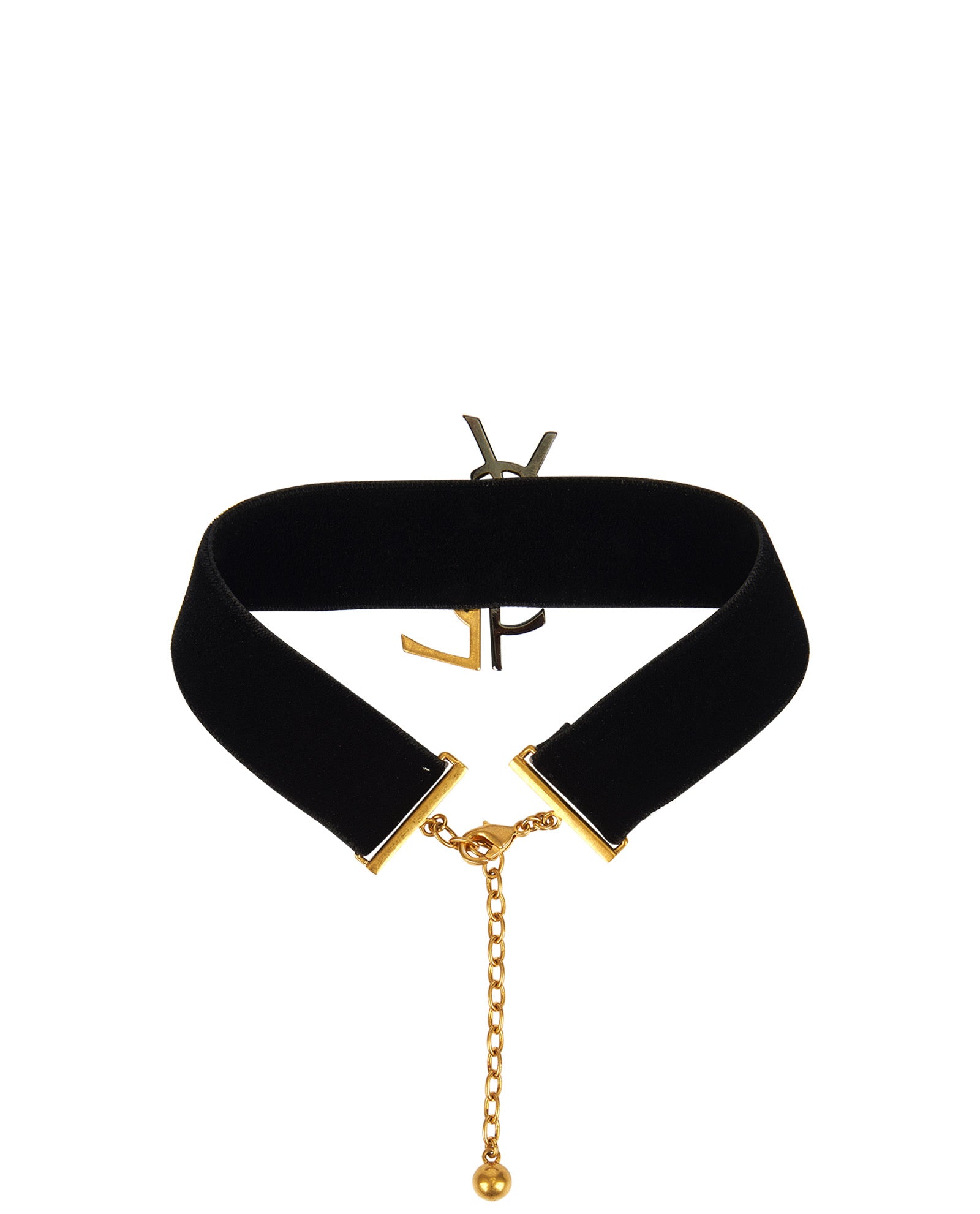 Saint Laurent monogram Choker in Velvet, Silver & Gold