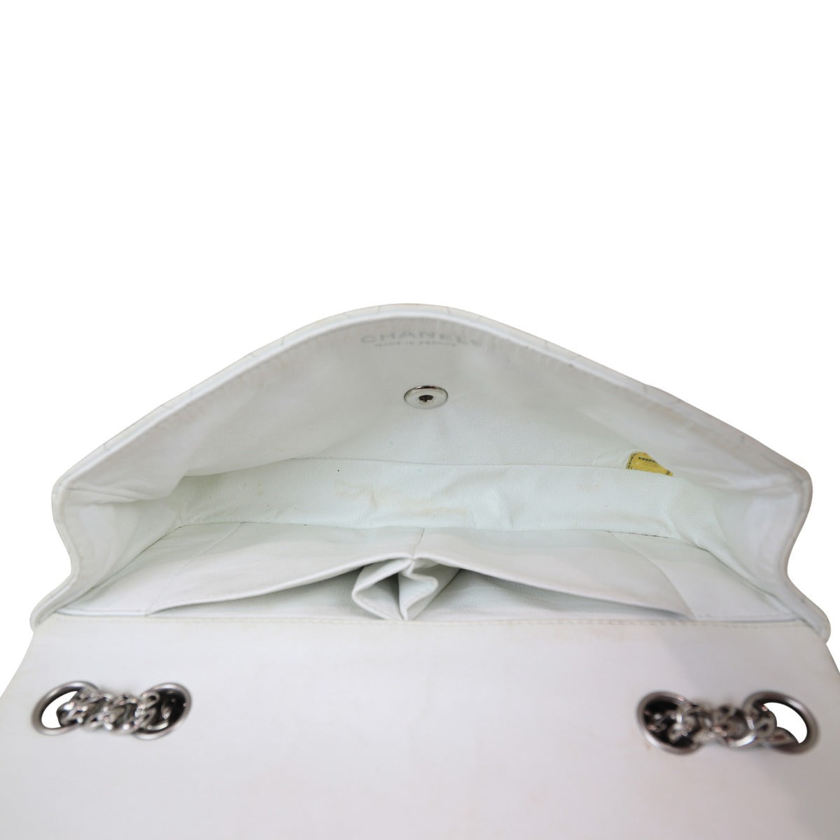 Chanel by Karl Lagerfeld Quilted Flap Double Stitch in white