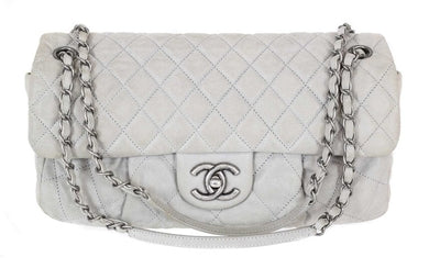 Chanel by Karl Lagerfeld Quilted Flap Double Stitch in white