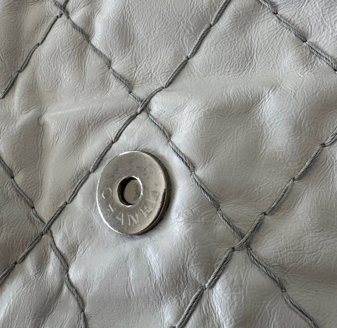 Chanel by Karl Lagerfeld Quilted Flap Double Stitch in white