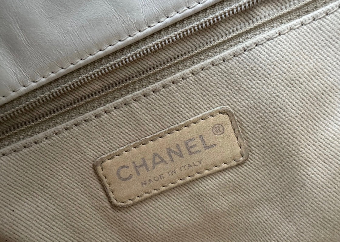 Chanel by Karl Lagerfeld Quilted Flap Double Stitch in white
