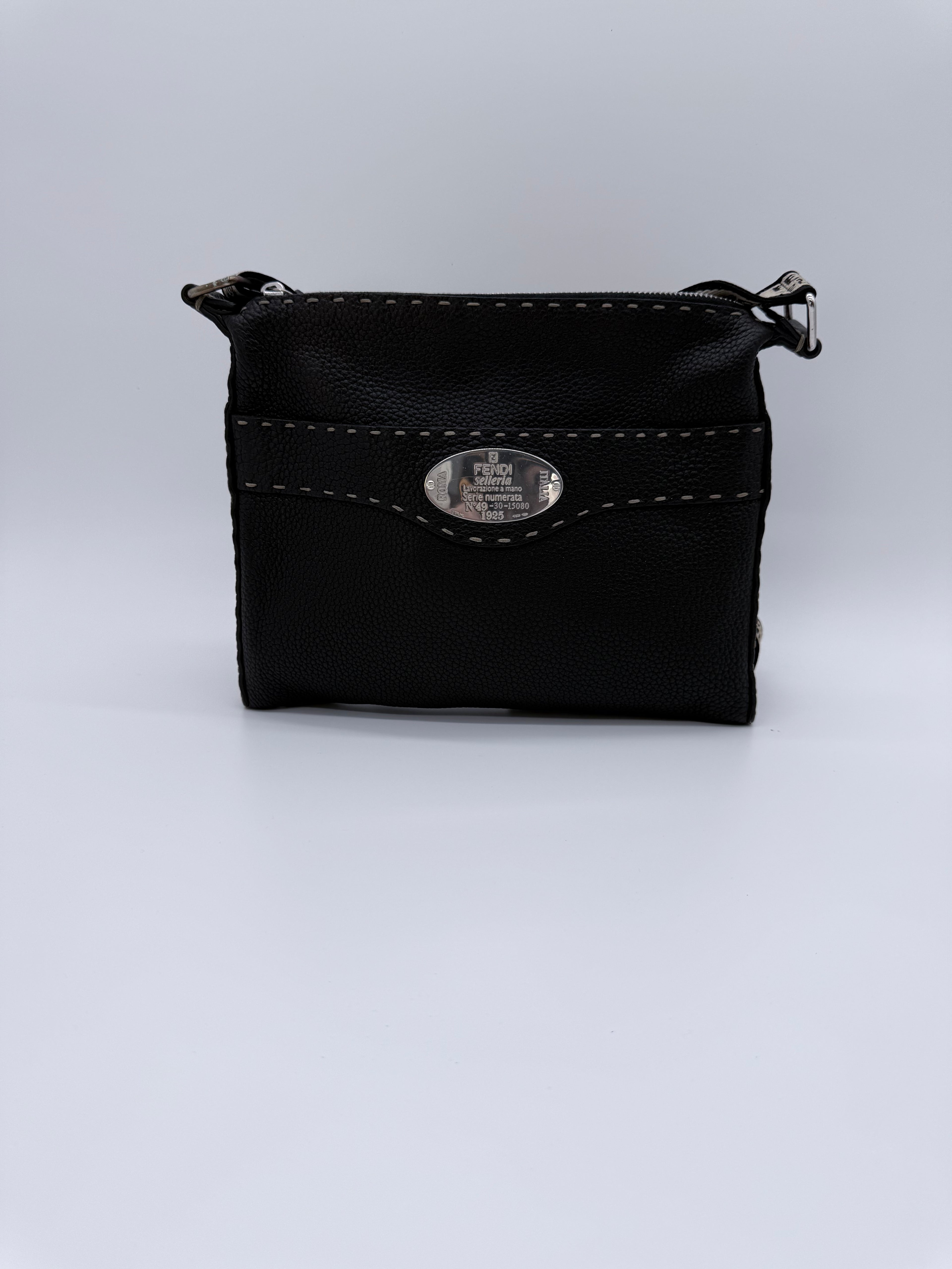 Fendi Black Leather Selleria Crossbody Bag