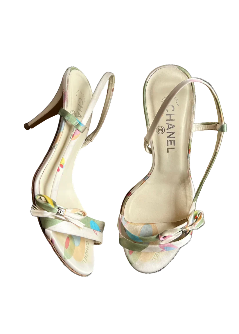 CHANEL PASTEL PRINT SLINGBACK HEELS