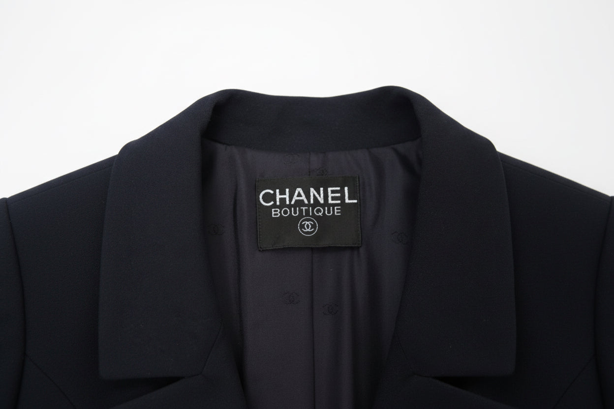 Chanel Black Blazer Structured Suit Jacket