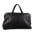 BOTTEGA VENETA 			Black Intrecciato Woven Calf Leather Top Handle Bag
