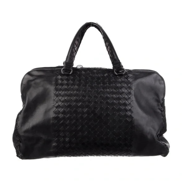 BOTTEGA VENETA Black Intrecciato Woven Calf Leather Top Handle Bag