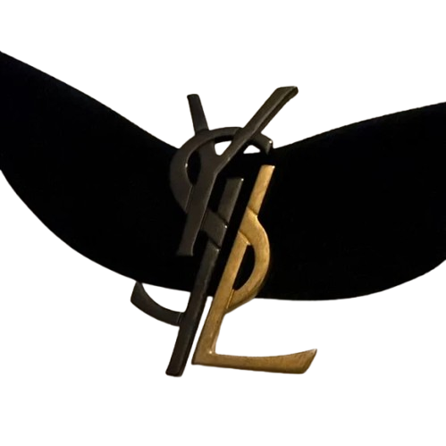 Saint Laurent monogram Choker in Velvet, Silver & Gold